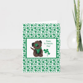 Cartão Feliz Dia de São Patrício Cachorro Quatro Folha Ve