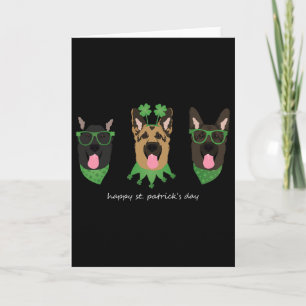 Cartão Feliz Dia de São Patrício Cães Pastor Alemão Fofos