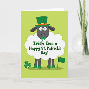Cartão Feliz Dia de São Patrício com Ovelha Irland