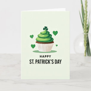 Cartão Feliz Dia de São Patrício Cupcake Trevo