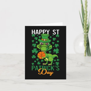 Cartão Feliz Dia de São Patrício de Basquete T-Rex Day Di