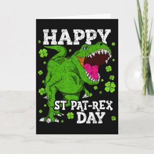 Cartão Feliz Dia de São Patrício Dinossauro T-rex Meninos