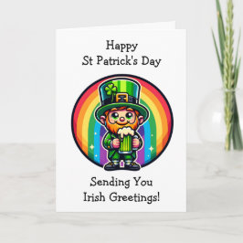 Cartão Feliz Dia de São Patrício Leprechaun