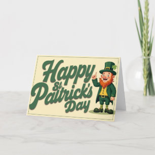 Cartão Feliz Dia de São Patrício Leprechaun Fofo