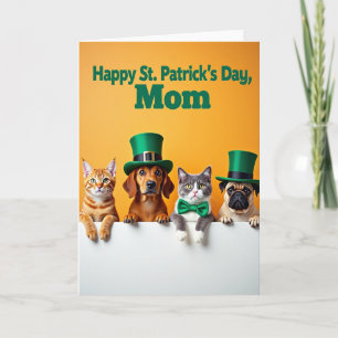 Cartão Feliz Dia de São Patrício para a Mamãe Pets