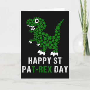 Cartão Feliz Dia de São Patrício Patrex T-rex Dinossauro 