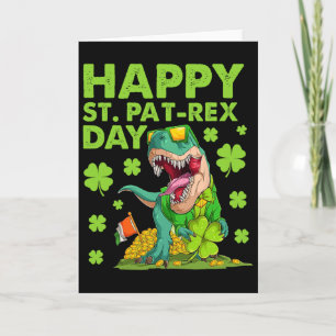 Cartão Feliz Dia de São Patrício T-rex Dia dos Dinossauro
