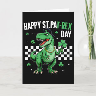 Cartão Feliz Dia de São Patrício T-Rex Meninos Dinossauro