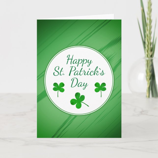 Cartão Feliz Dia de São Patrício Trevo Verde Irlandês (Frente)