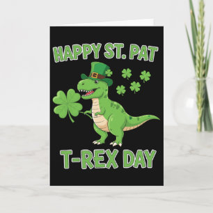 Cartão Feliz Dia de São Patrício Trex, Dinossauro Engraça
