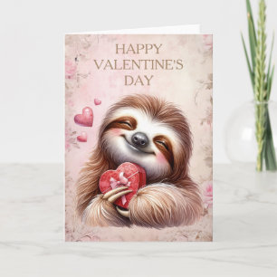 Cartão Feliz Dia de São Valentim Preguiça