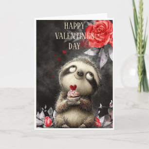 Cartão Feliz Dia de São Valentim Preguiça
