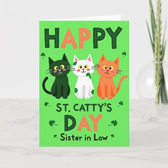 Cartão Feliz Dia de St Cattys Irmã Card (Frente)