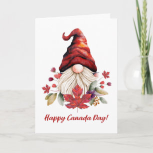 Cartão Feliz Dia do Canadá com Folha de Mapeador Gnomo Wh