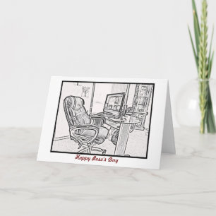 Cartão Feliz Dia do Chefe desde o funcionarios com texto 