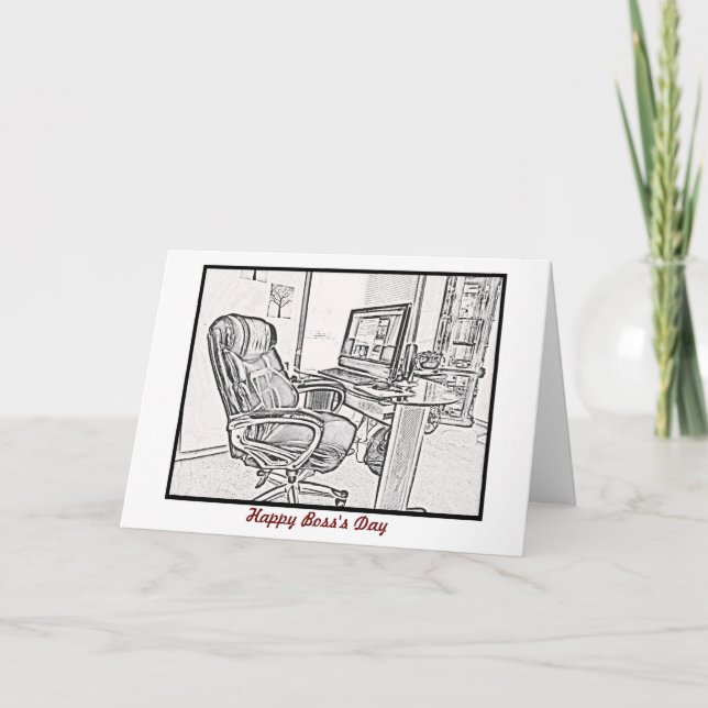 Cartão Feliz Dia do Chefe desde o funcionarios com texto  (Frente)