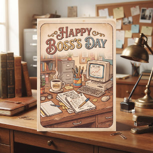 Cartão Feliz Dia do Chefe! Humor no Local de Trabalho