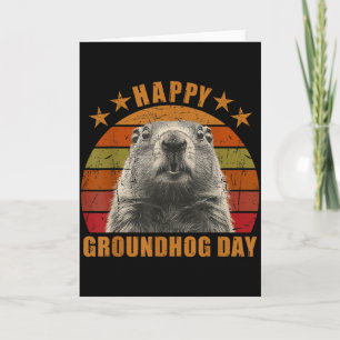 Cartão Feliz Dia do Groundhog 2025 Decorações Humorístico
