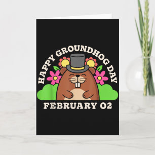 Cartão Feliz Dia do Groundhog 2 de Fevereiro Homens Mulhe