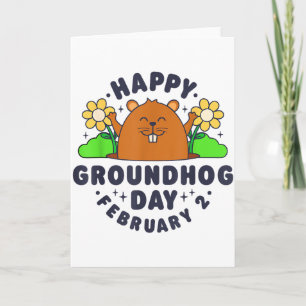 Cartão Feliz Dia do Groundhog 2 de Fevereiro Homens Mulhe