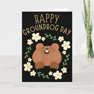 Cartão Feliz Dia do Groundhog - Celebração Divertida 
