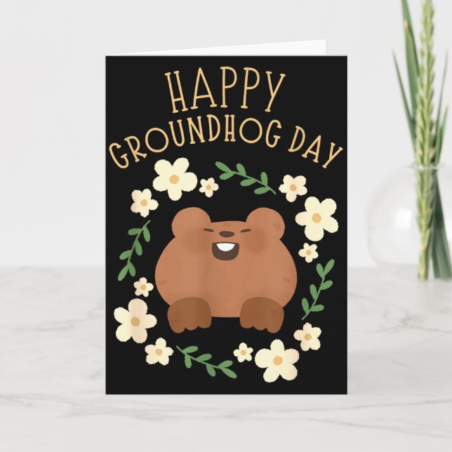 Cartão Feliz Dia do Groundhog - Celebração Divertida  (Frente)