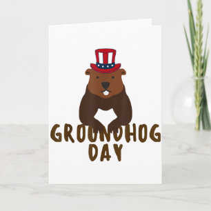 Cartão Feliz Dia do Groundhog Dia do Groundhog Engraçado