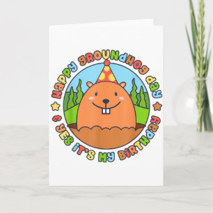 Cartão Feliz Dia do Groundhog e Sim É a Minha Festa de An