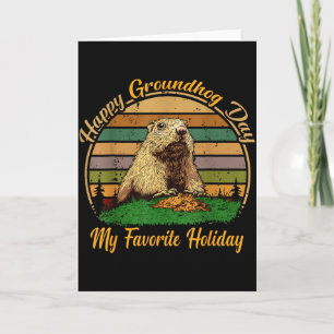 Cartão Feliz Dia do Groundhog Engraçado Fofinho Animal L