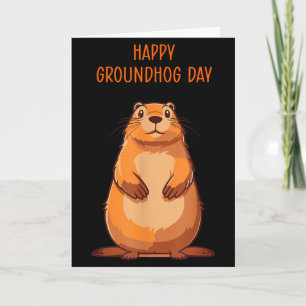 Cartão Feliz Dia do Groundhog Para Meninos e Meninas Aman