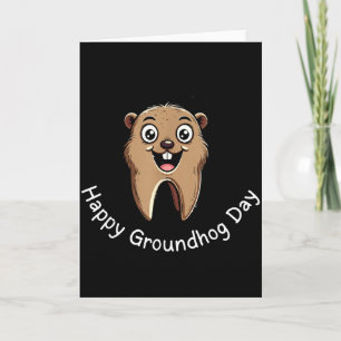 Cartão Feliz Dia do Groundhog Vibrações Dentárias Cute Ph