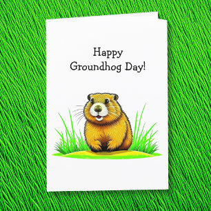 Cartão Feliz Dia do Marmota 2 de Fevereiro
