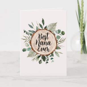 Cartão Feliz Dia dos Avós Madeira e Folhagem Rústicos