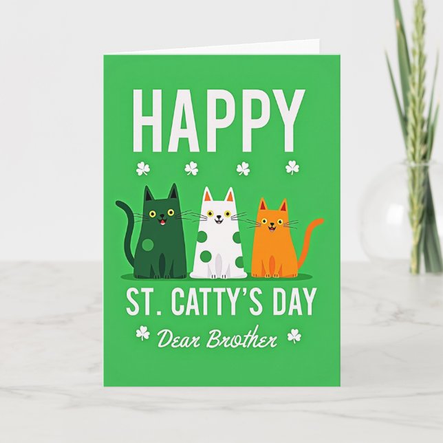 Cartão Feliz Dia dos Gatos para Irmão (Frente)