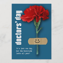 Cartão Feliz Dia dos Médicos. Red Carnação Personalizada