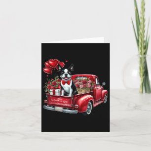 Cartão Feliz Dia dos Namorados Boston Terrier Truck Heart