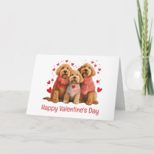 Cartão Feliz Dia dos Namorados Cachorros Goldendoodle