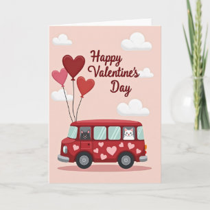 Cartão Feliz Dia dos Namorados Carta de Ônibus de Gato