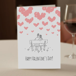 Cartão Feliz Dia dos Namorados Casal Amantes Corações