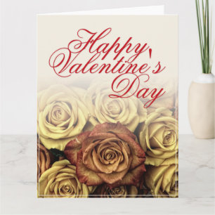 Cartão Feliz dia dos namorados com buquê de rosas amarela