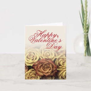 Cartão Feliz dia dos namorados com buquê de rosas amarela