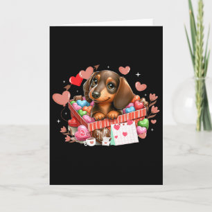 Cartão Feliz Dia dos Namorados Corações Cachorro Dachshun