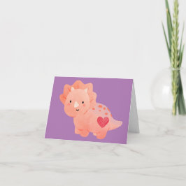 Cartão Feliz Dia dos Namorados Dinosaur & Coração Aquarel