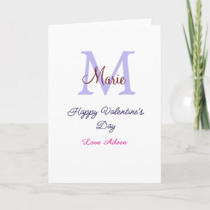 Cartão Feliz dia dos namorados em pastel roxo monograma r