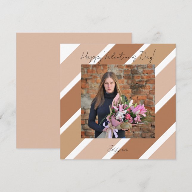 Cartão Feliz Dia dos Namorados Foto de Script Moderno (Frente/Verso)