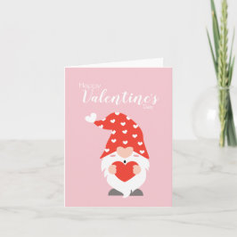 Cartão Feliz Dia dos Namorados Gnomos Vermelho Rosa