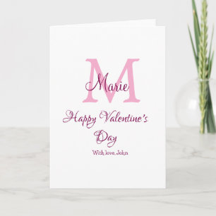 Cartão Feliz dia dos namorados monograma rosa nome amor m