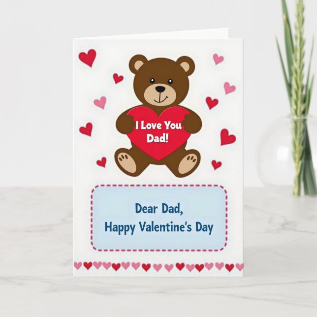 Cartão Feliz Dia dos Namorados Papai Urso Carta (Frente)