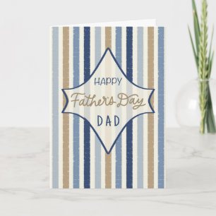 Cartão Feliz Dia dos Pais ao Papai Listras Azuis Desgasta