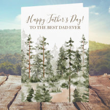 Feliz Dia dos Pais Aquarela Rústica Floresta Verde